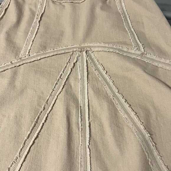 St. John Sport Beige A-Line Skirt Size 4 High Waist Raw Edge Stitch - Picture 4 of 7